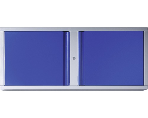Industriële wandkast 1180 x 438 x 299 mm, 1 dubbele deur, 1 legplank, grijs/blauw