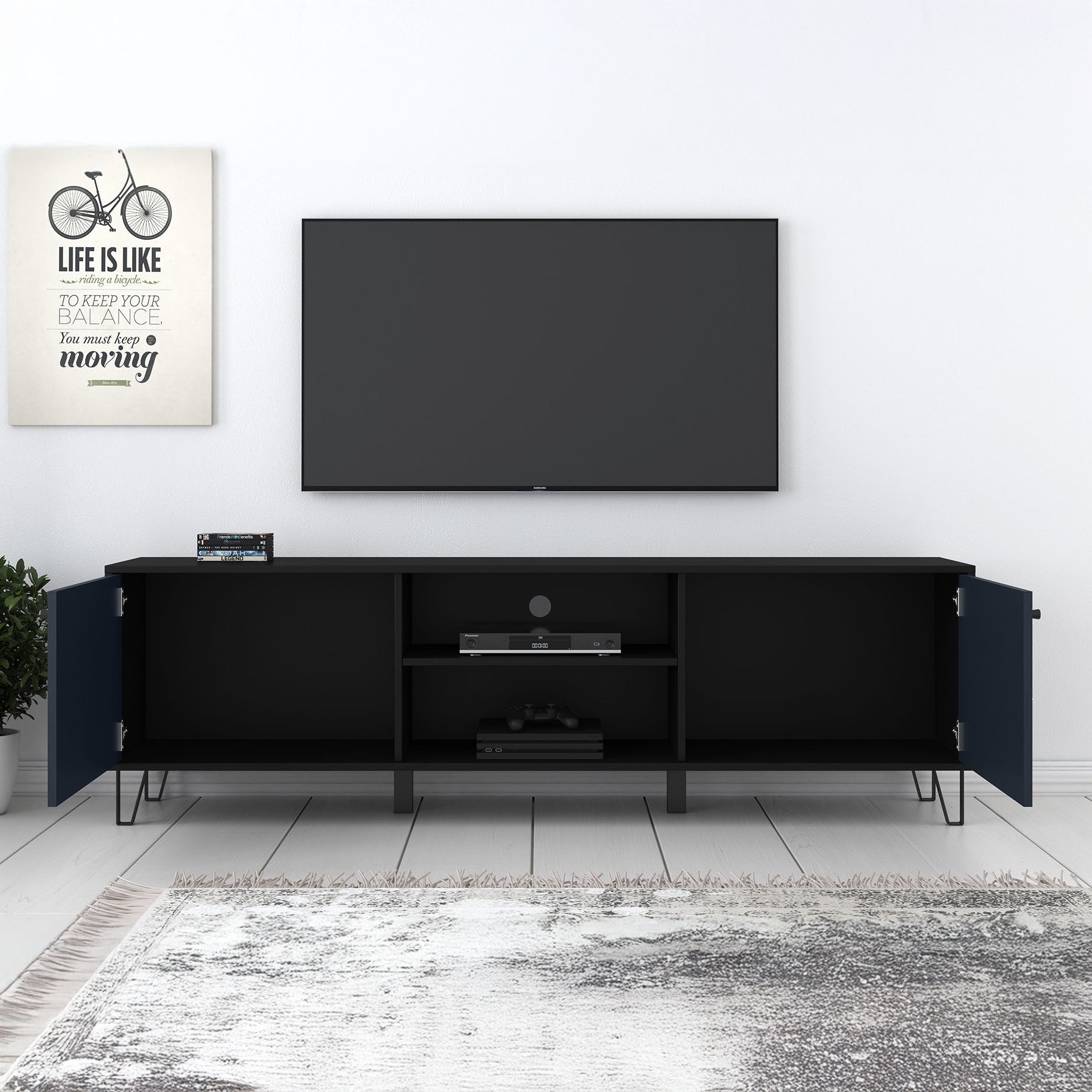 Barlo - TV-Meubel - Mat zwart - 183 cm