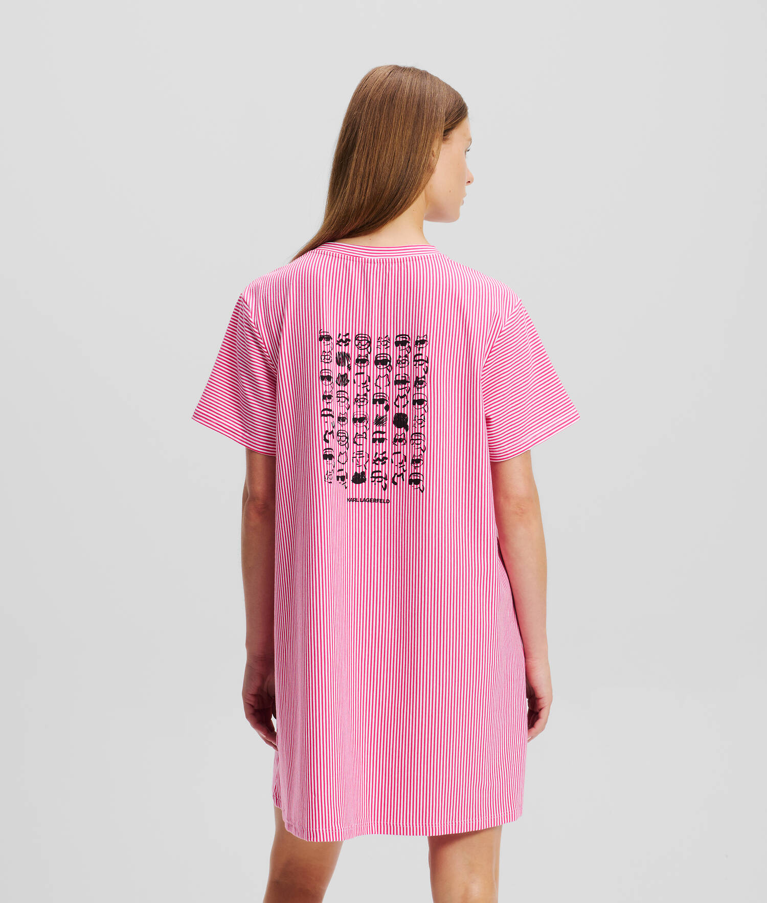 ROBE PYJAMA RAYÉE IKON - Framboise-rayure blanche