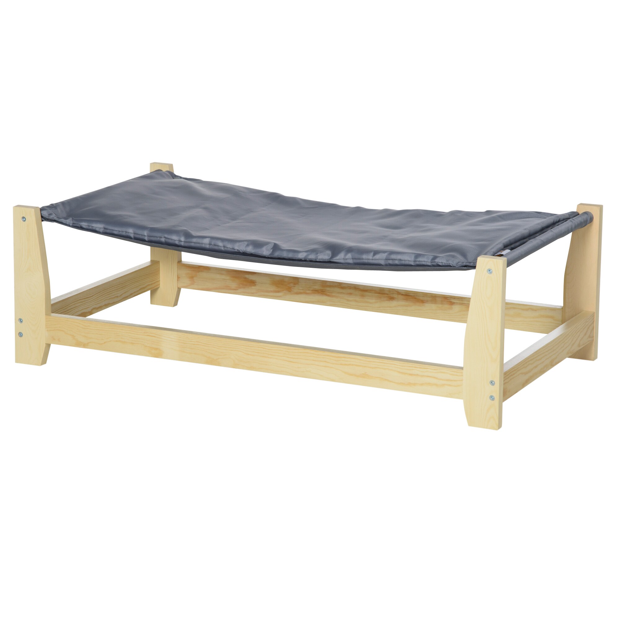 PawHut Haustierbett mit Kissen grau, natur 90L x 50B x 28H cm