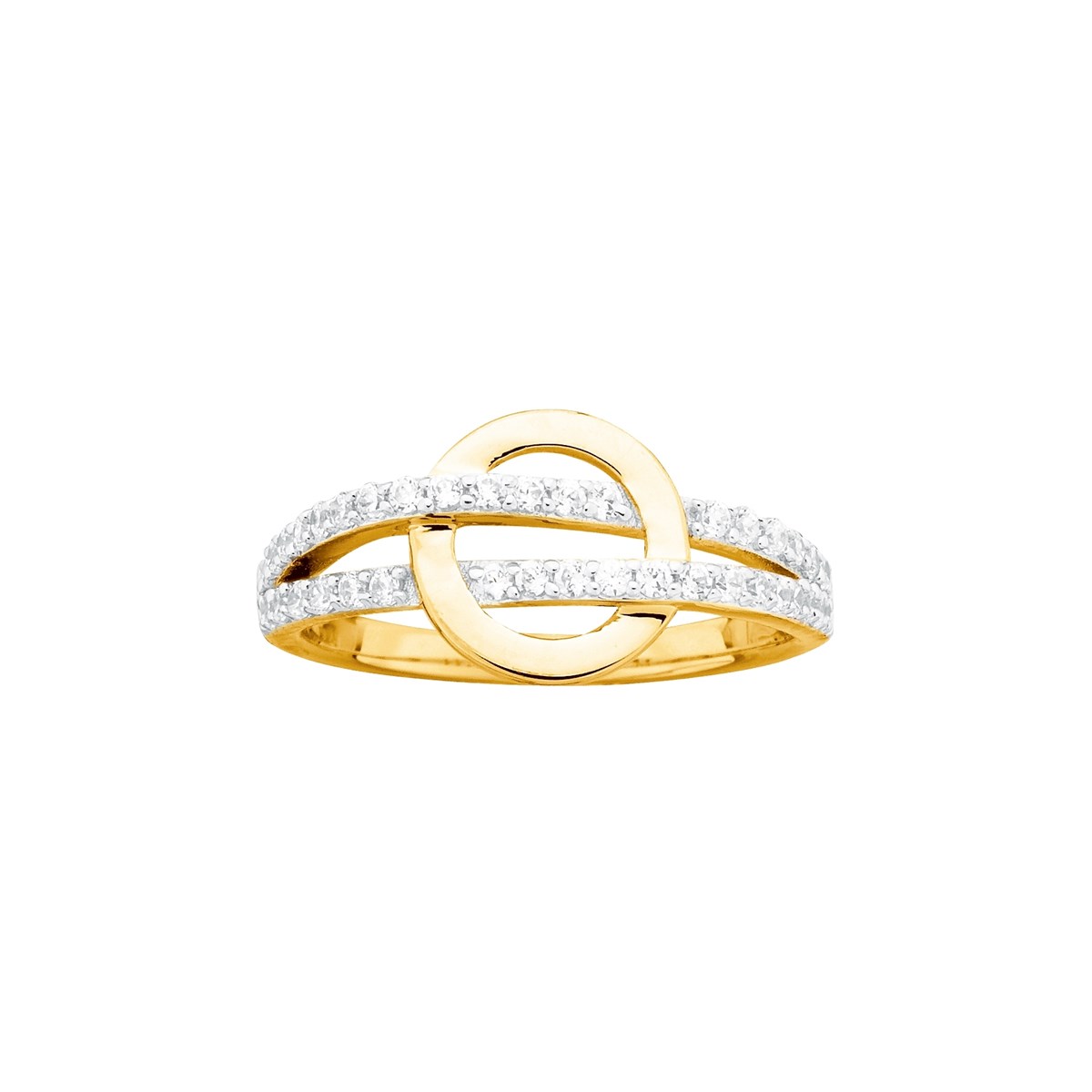 Bague en Plaqué Or avec oxyde de zirconium blanc