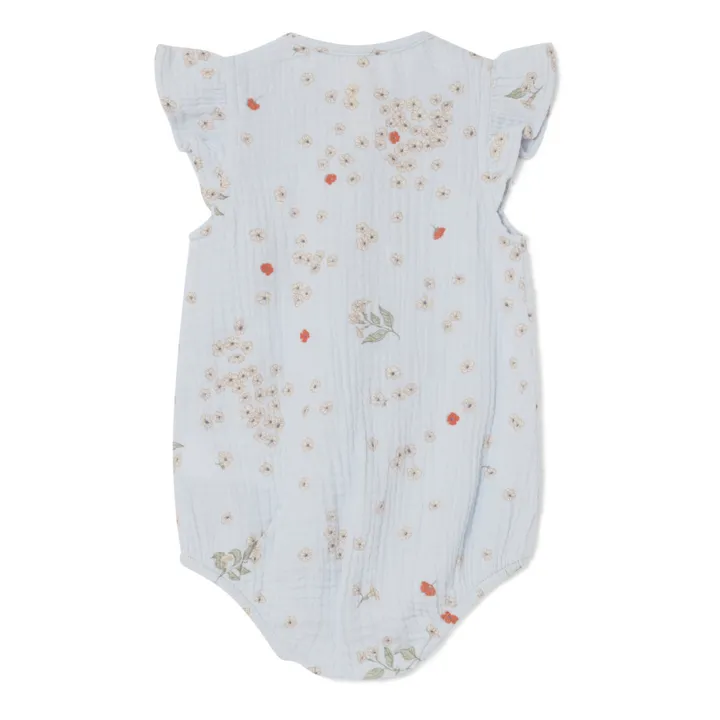 garbo&friends Barboteuse Fleurie Mousseline de Coton | Bleu ciel
