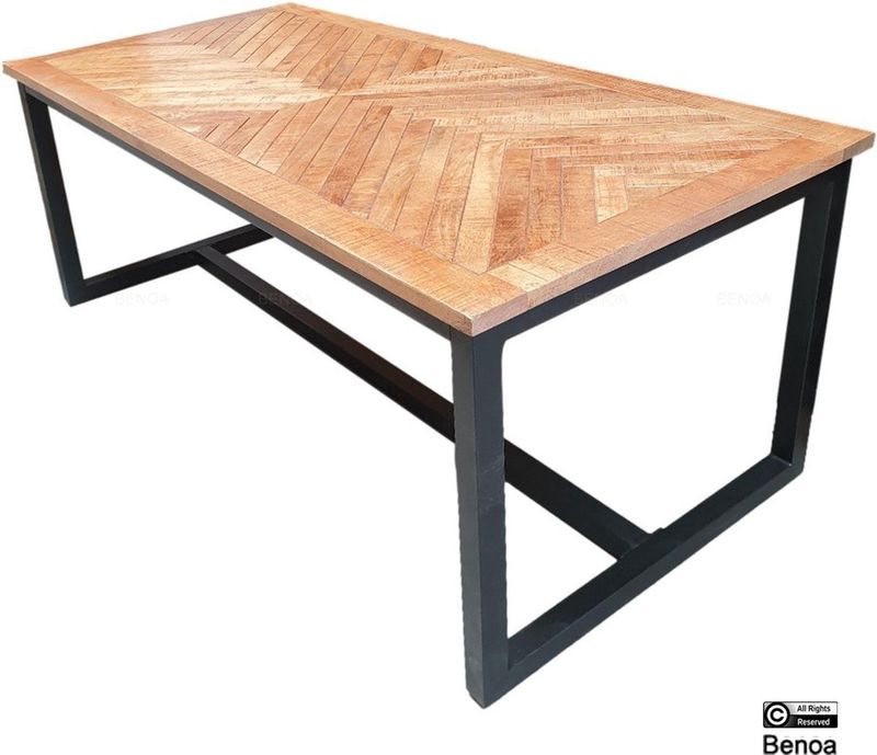 Jax - Eettafel - Visgraat - Mangohout - 160 cm - Naturel