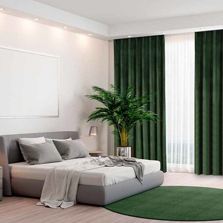 Velvet Gordijnen Verduisterend - Haken of Ringen - Groen