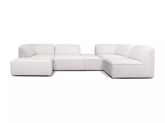 Noor - Chauffeuse pour canapé modulable en tissu bouclette - Écru