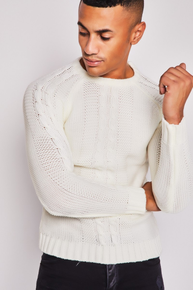 Pull en maille blanc col rond