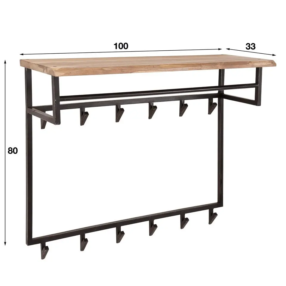 Kapstok Edge Hoog 12 Haken Hoedenplank