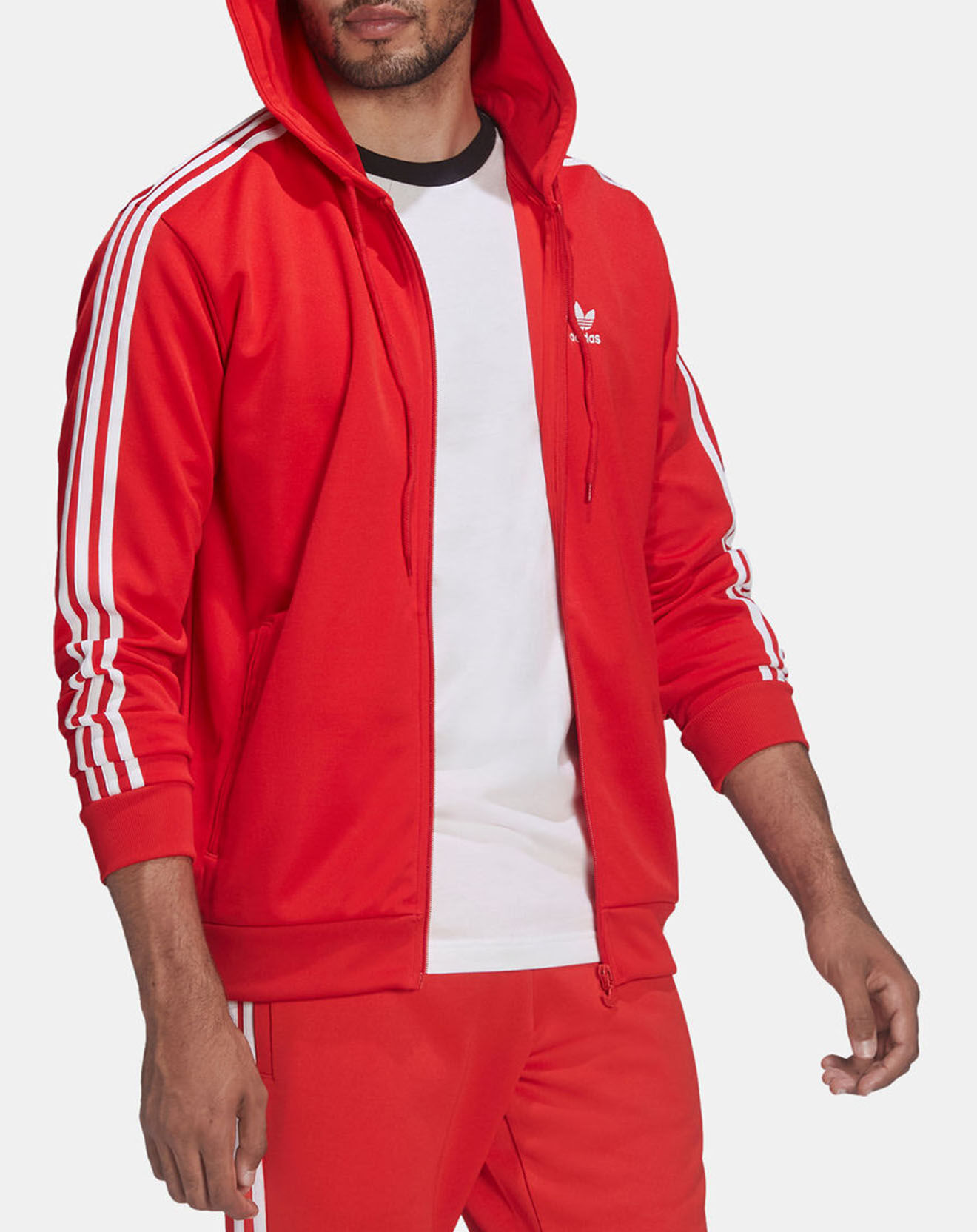 Adidas Veste de survêtement à capuche rouge