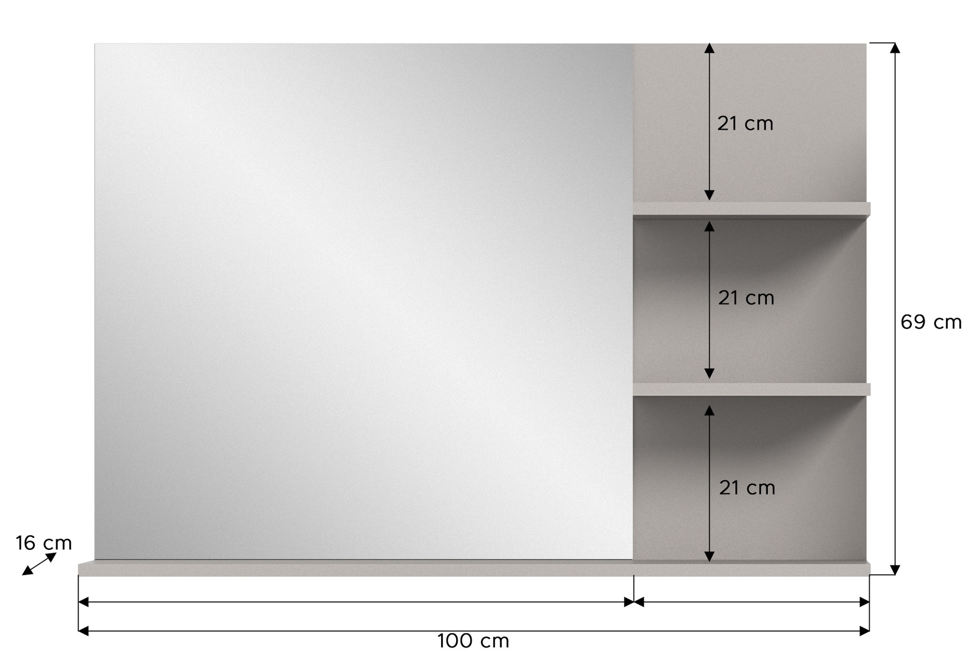 Bad-Spiegelpaneel JARU grau 100cm