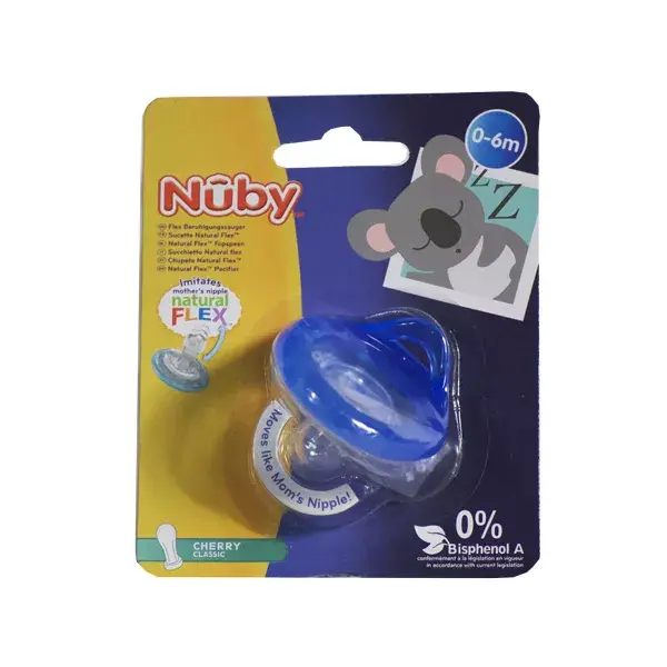 Chupeta Nuby Natural Flex Cherry Classic para bebês de 0 a 6 meses