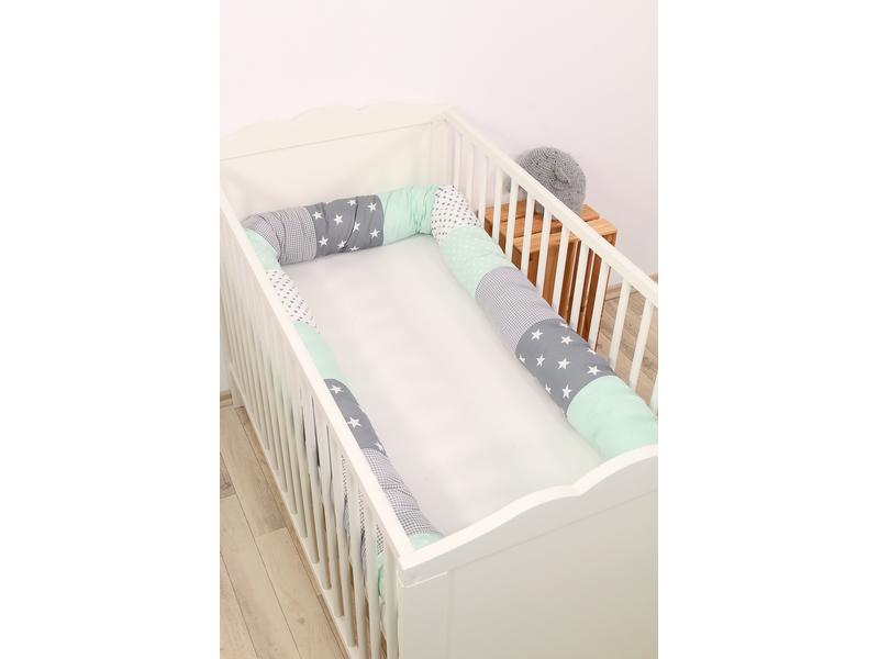 Ullenboom Nestschlange Mint/Grau 300 cm Bettschlange für Babybett