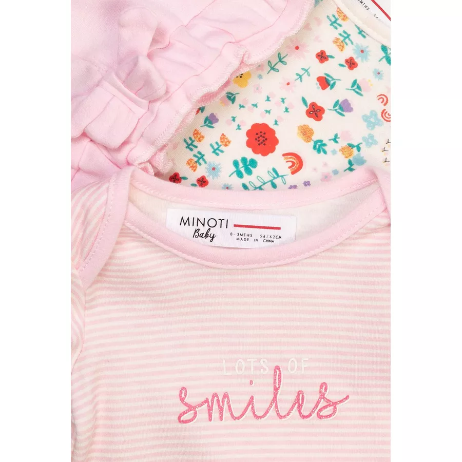 MINOTI Babyset 3-tlg. RosaCremeweiß