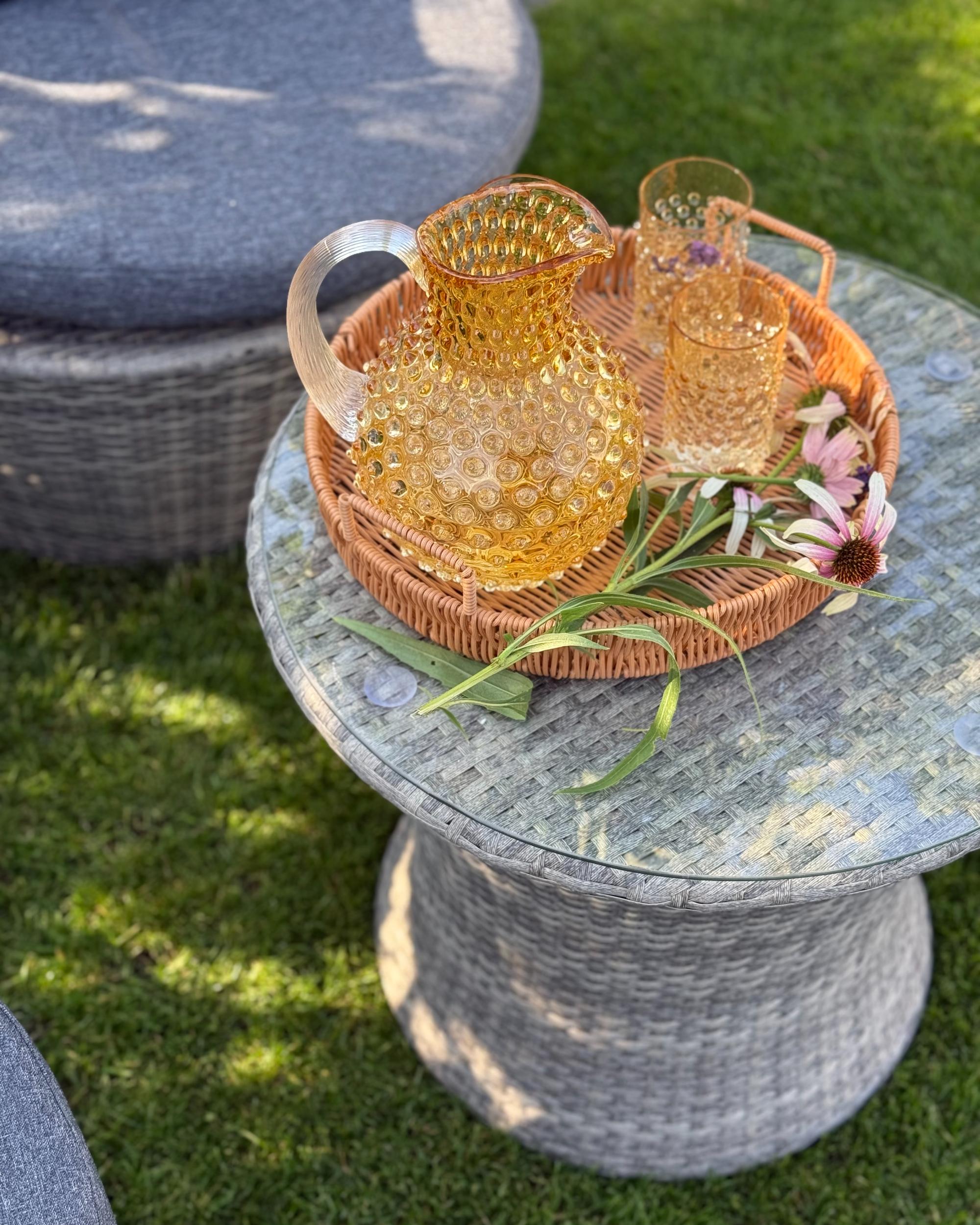 Bistroset met kussens CAPRI PE rotan Grijs