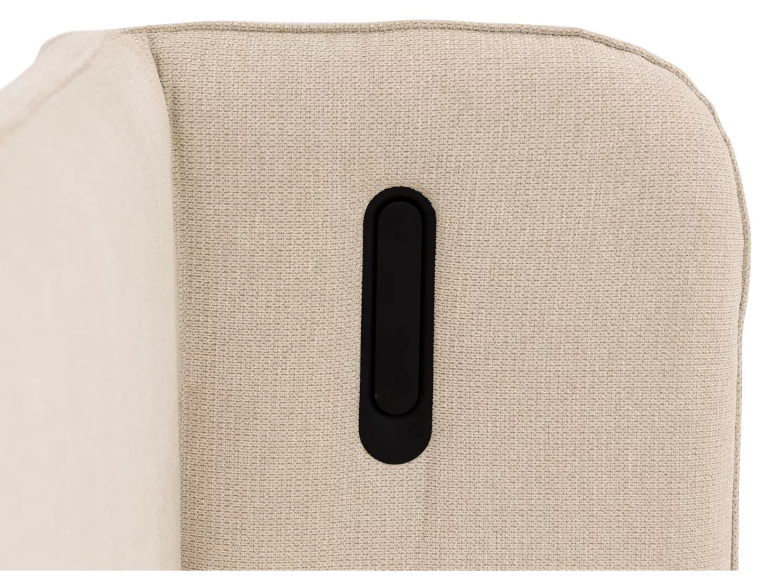 Lit coffre 180 x 200 cm avec tête de lit incurvée - Avec LEDs - Tissu - Beige - STOKALI