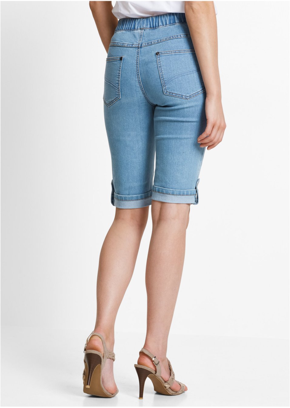 Bermuda en jean avec tour de taille élastiqué