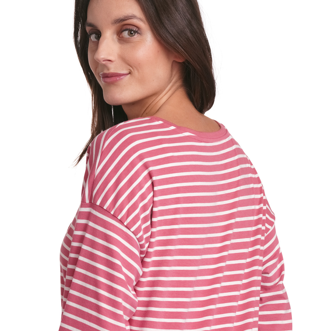 Gina Benotti Damen Schlafshirt mit Streifen himbeer