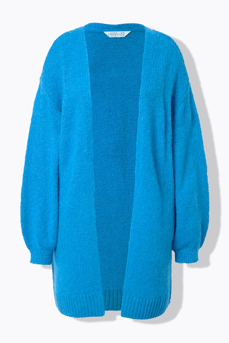 Long-Strickjacke, oversized, offene Form, Langarm
