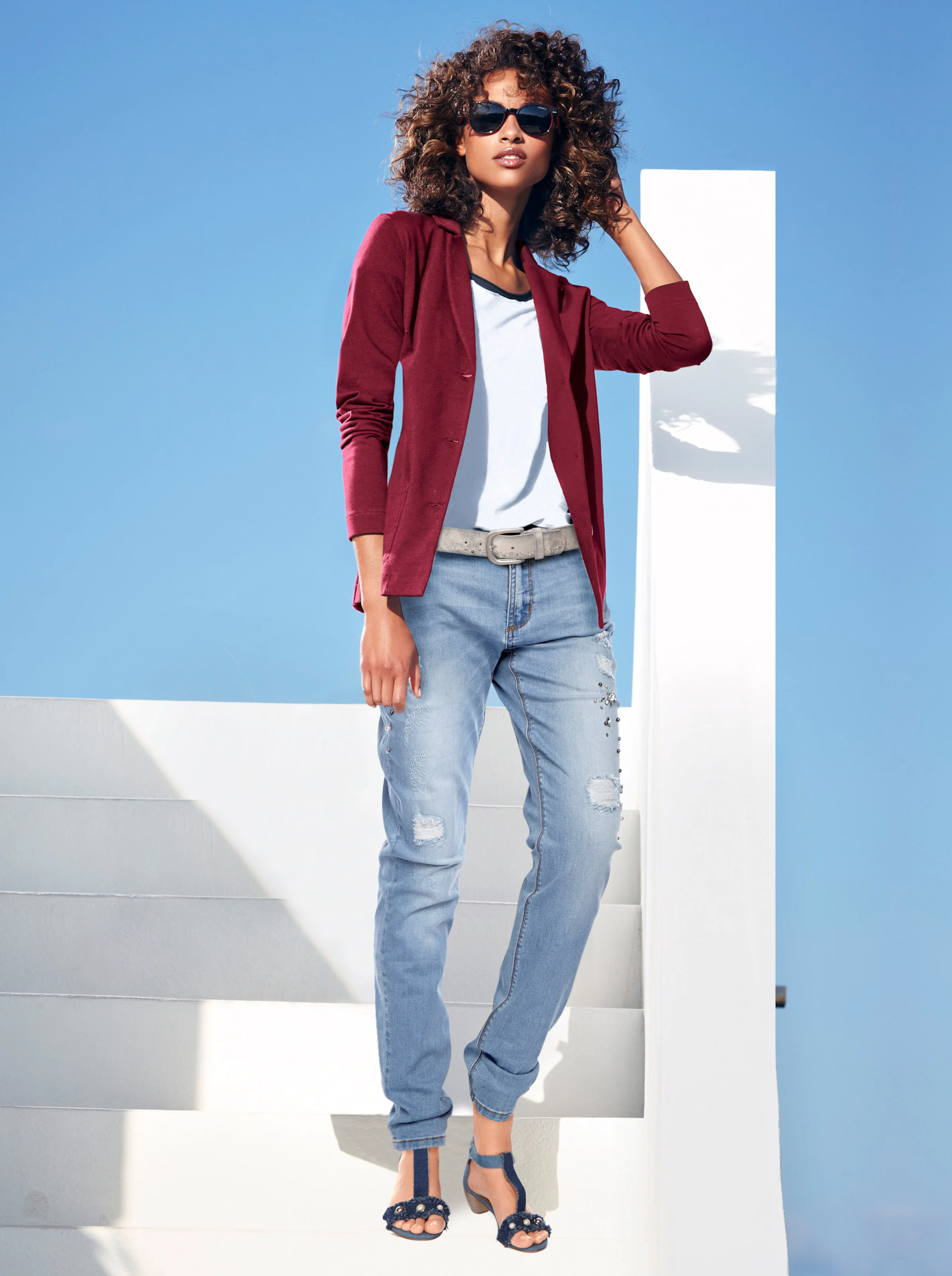 heine Jersey-Blazer in karminrot