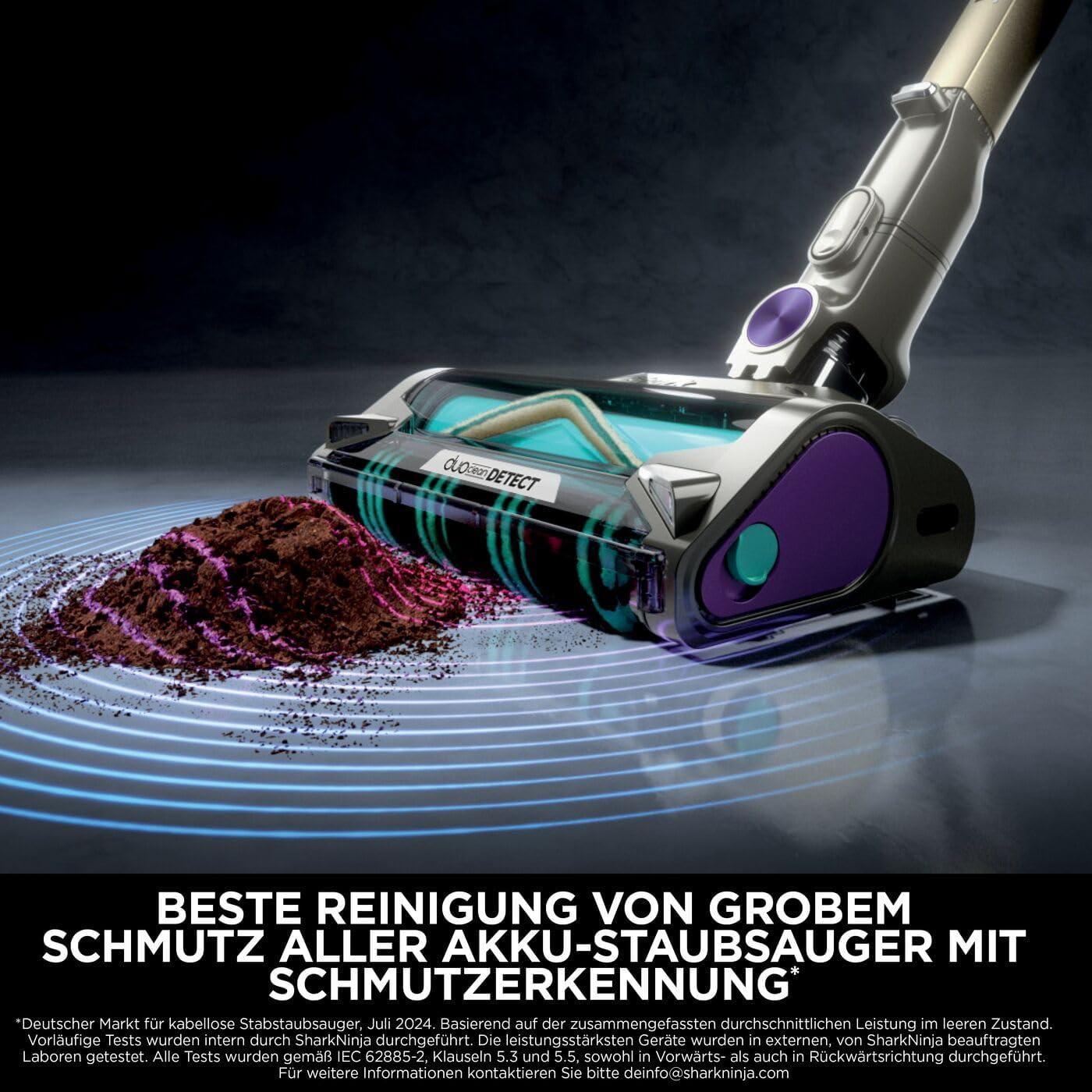Shark PowerDetect Akku-Staubsauger, bis 70 Min., kabellos, für Tierhaare, Allergiker, Teppich und Hartböden, mit Knickgelenk-Rohr, grau, IP1251EUT