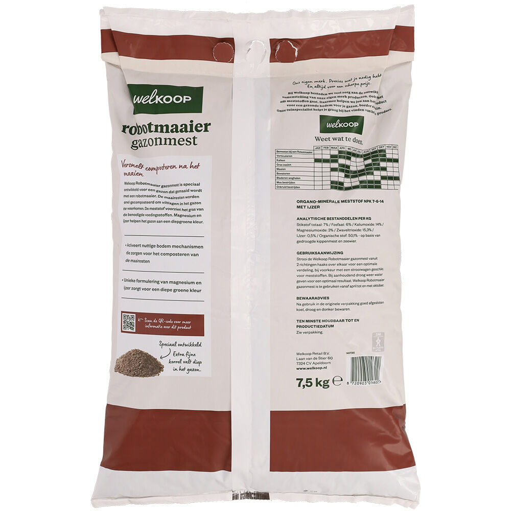 Welkoop - Robotmaaier Gazonmest - 250 m2 - 7.5 Kilogram