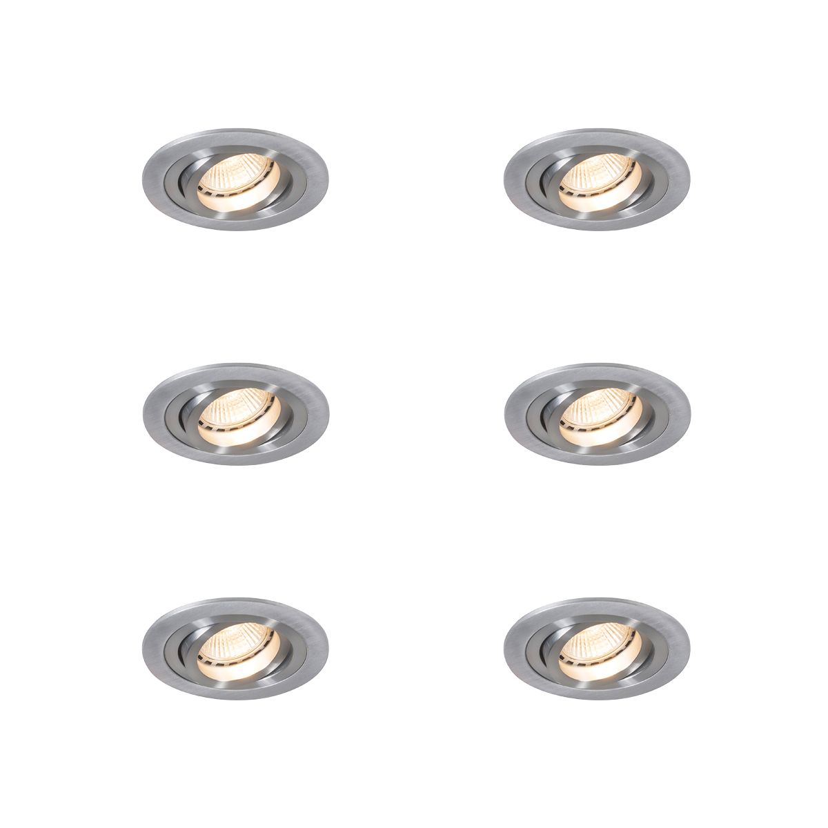 Set van 6 Moderne inbouwspot staal - Rondoo