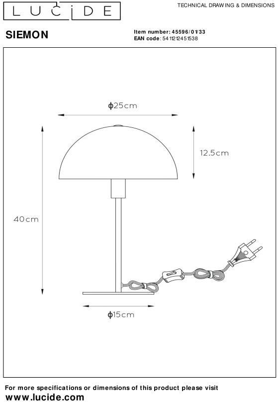 Lucide   Siemon Tafellamp