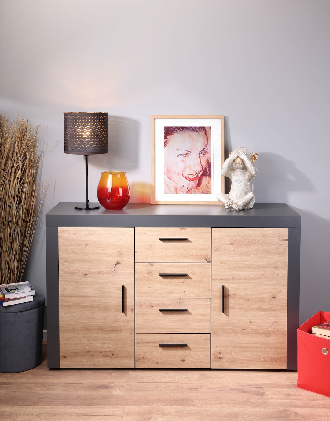 Kommode ROLAND 2T4S grau/ braun