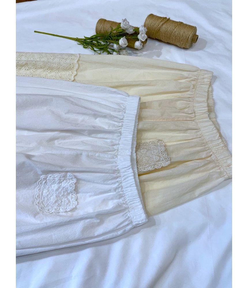 Santeh - Baggy broek met hoge taille en kantpaneel
