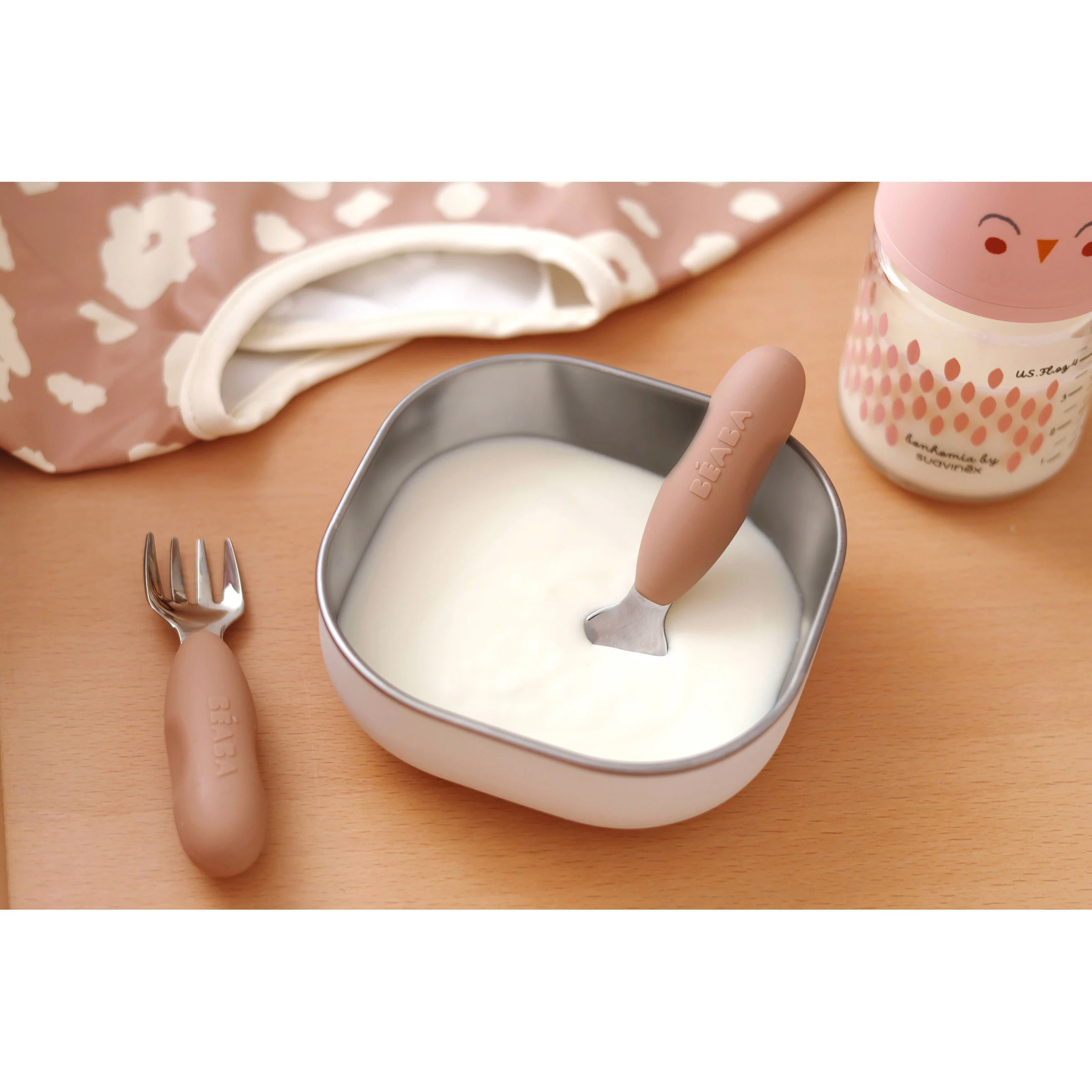 Beaba Edelstahl-Lernbesteck Marshmallow