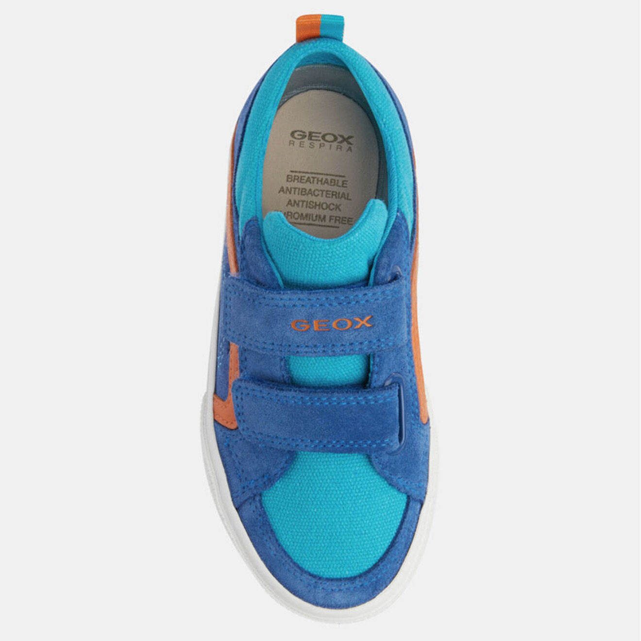 Geox Baskets en Velours de cuir & Textile Alonisso bleu/orange