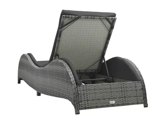Chaise longue avec coussin Résine tressée Anthracite