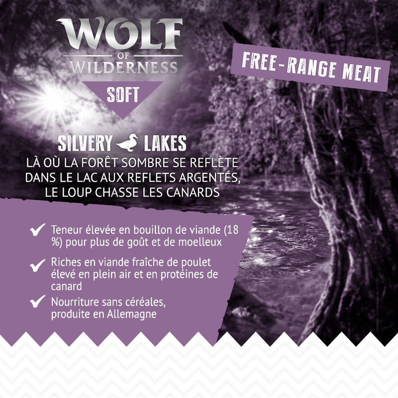 Wolf of Wilderness Mini Soft Silvery Lakes poulet, canard pour chien