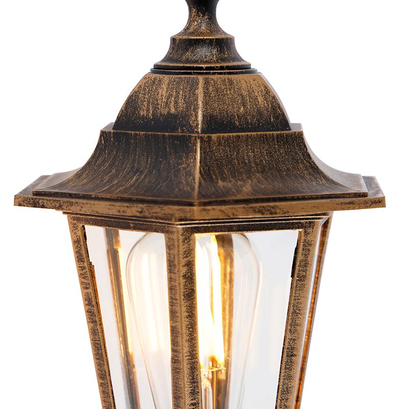 Klassieke buitenwandlamp antiek goud met bewegingssensor - New Haven