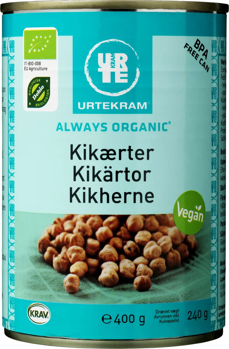 Urtekram Kikærter i dåse Ø - 400 g