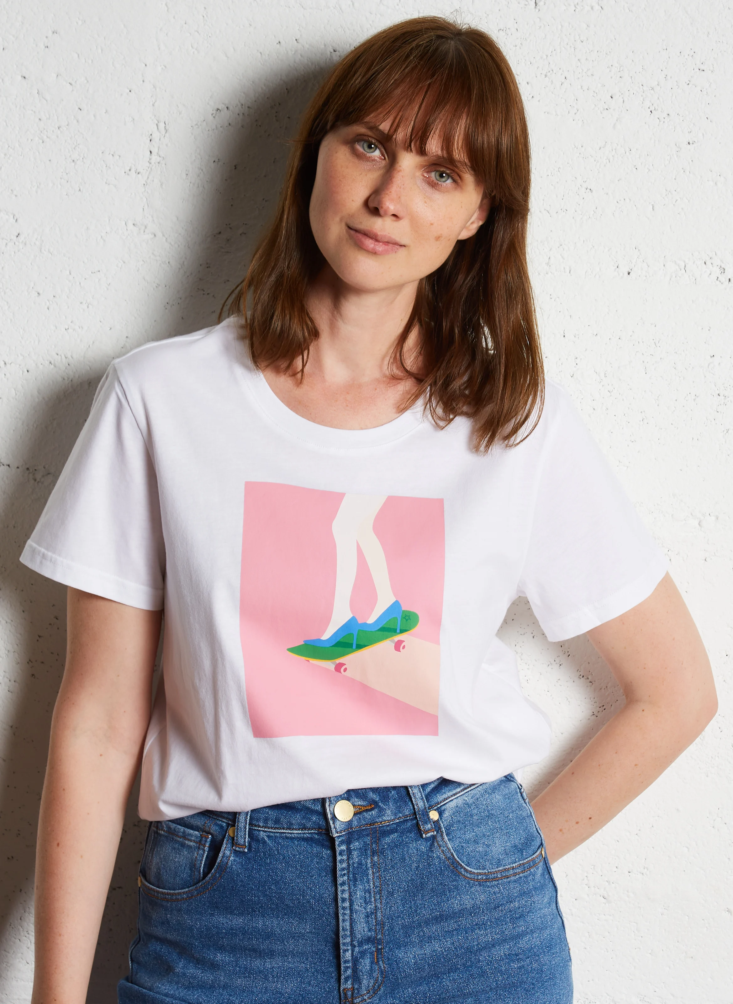 TESS - Tee-shirt sérigraphié en coton| Blanc