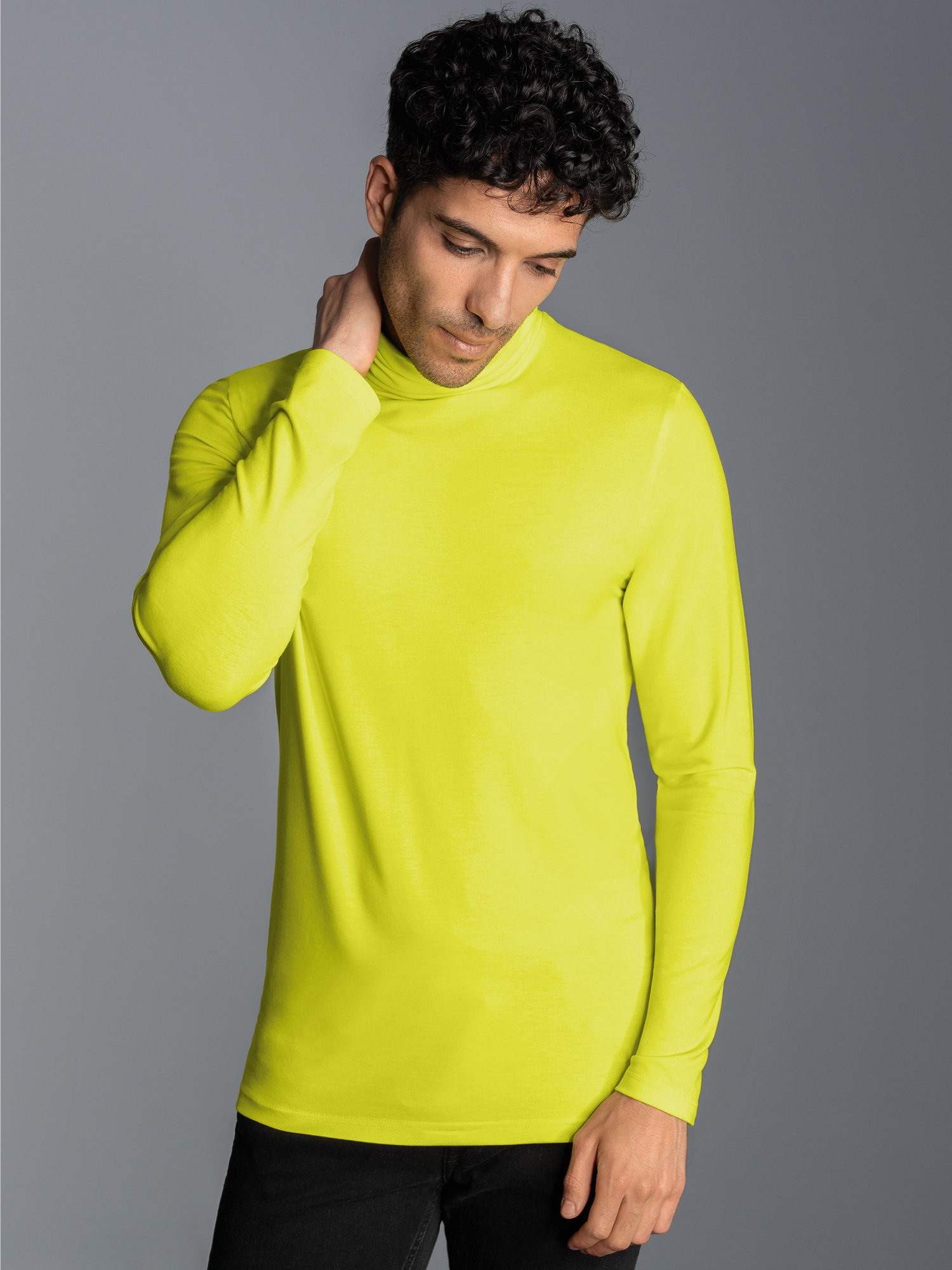 Rollkragen-Shirt aus elastischer Viskose Powergreen