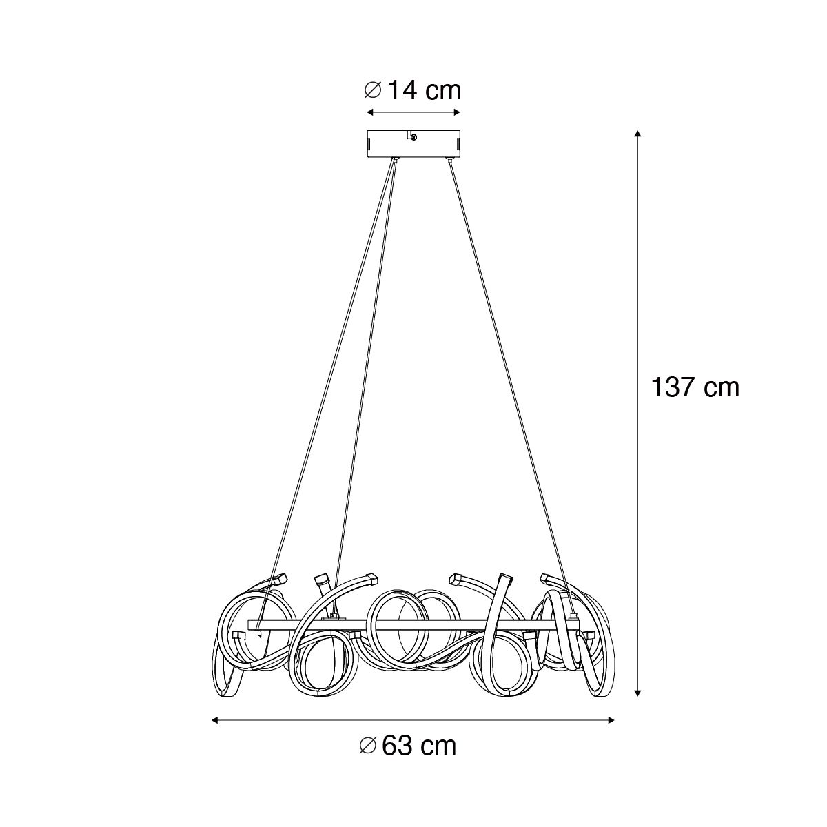 Design hanglamp goud rond 3-staps dimbaar - Krisscross