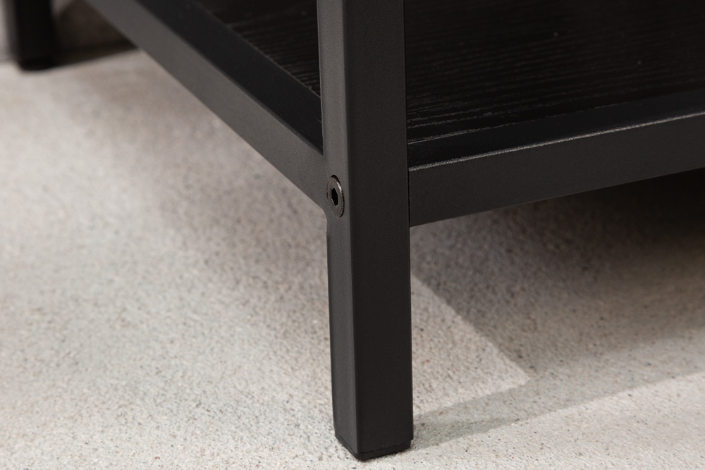 Industrial Bücherregal SLIM LINE 185x114cm Esche schwarz sechs Regalböden