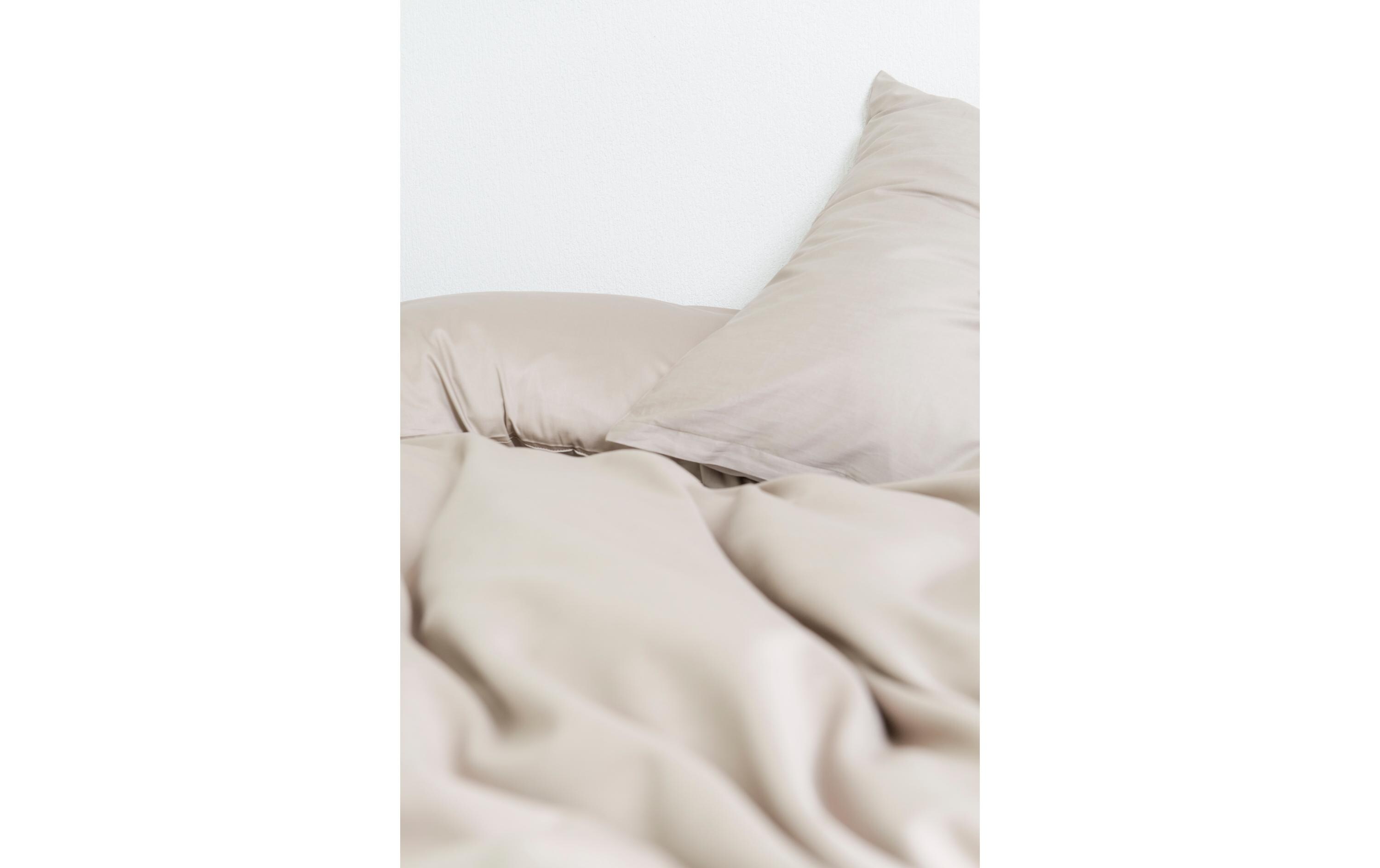 Duvetbezug Oni 200 x 210 cm, TaupeBaumwoll-Bettwäsche in Satin-Optik