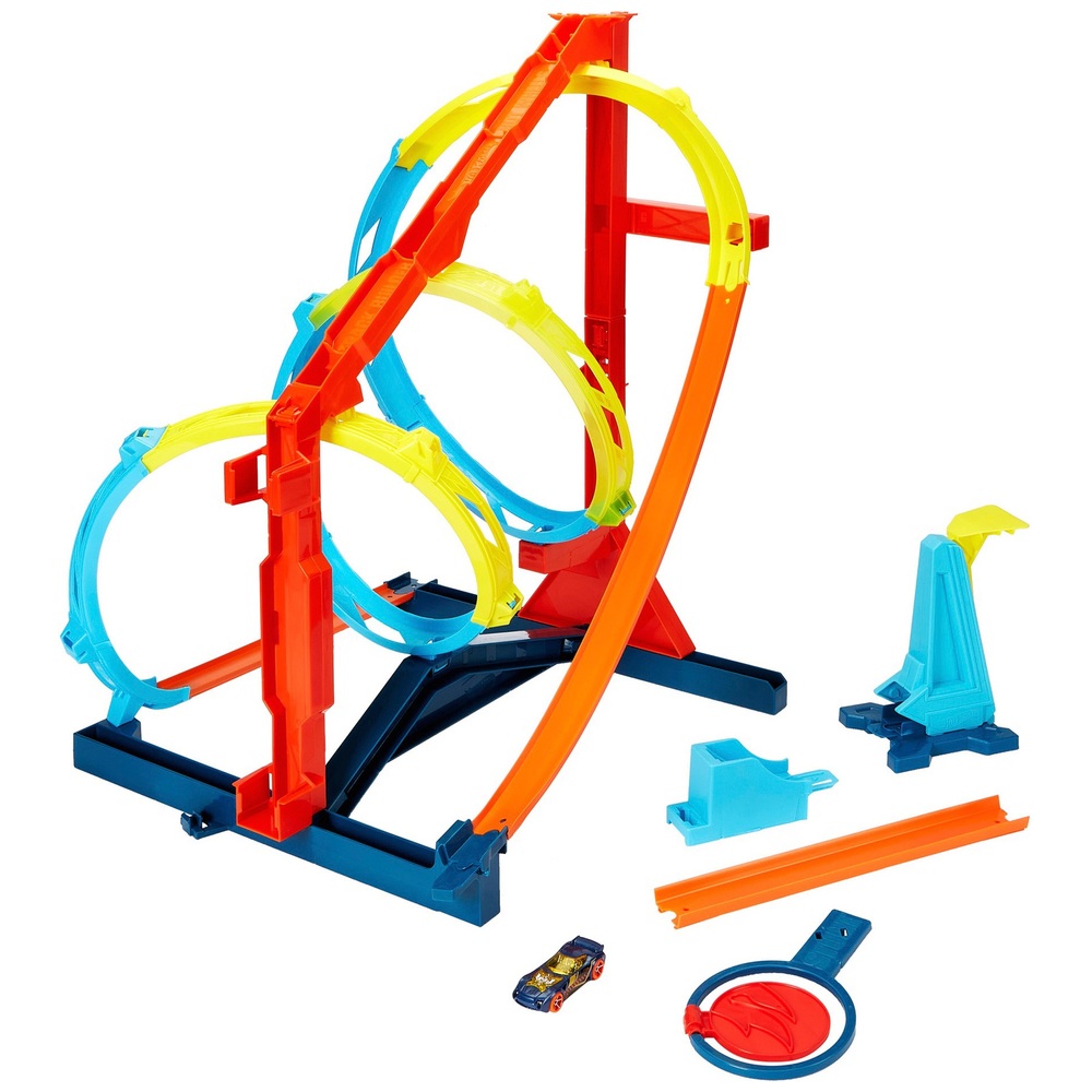 Hot Wheels Track Builder Unlimited Corkscrew Twist Kit und Fahrzeug