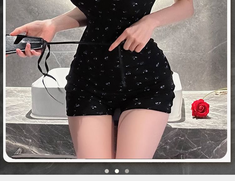 Momilove - Spaghettibandjes Print Romper / Zweep / Set