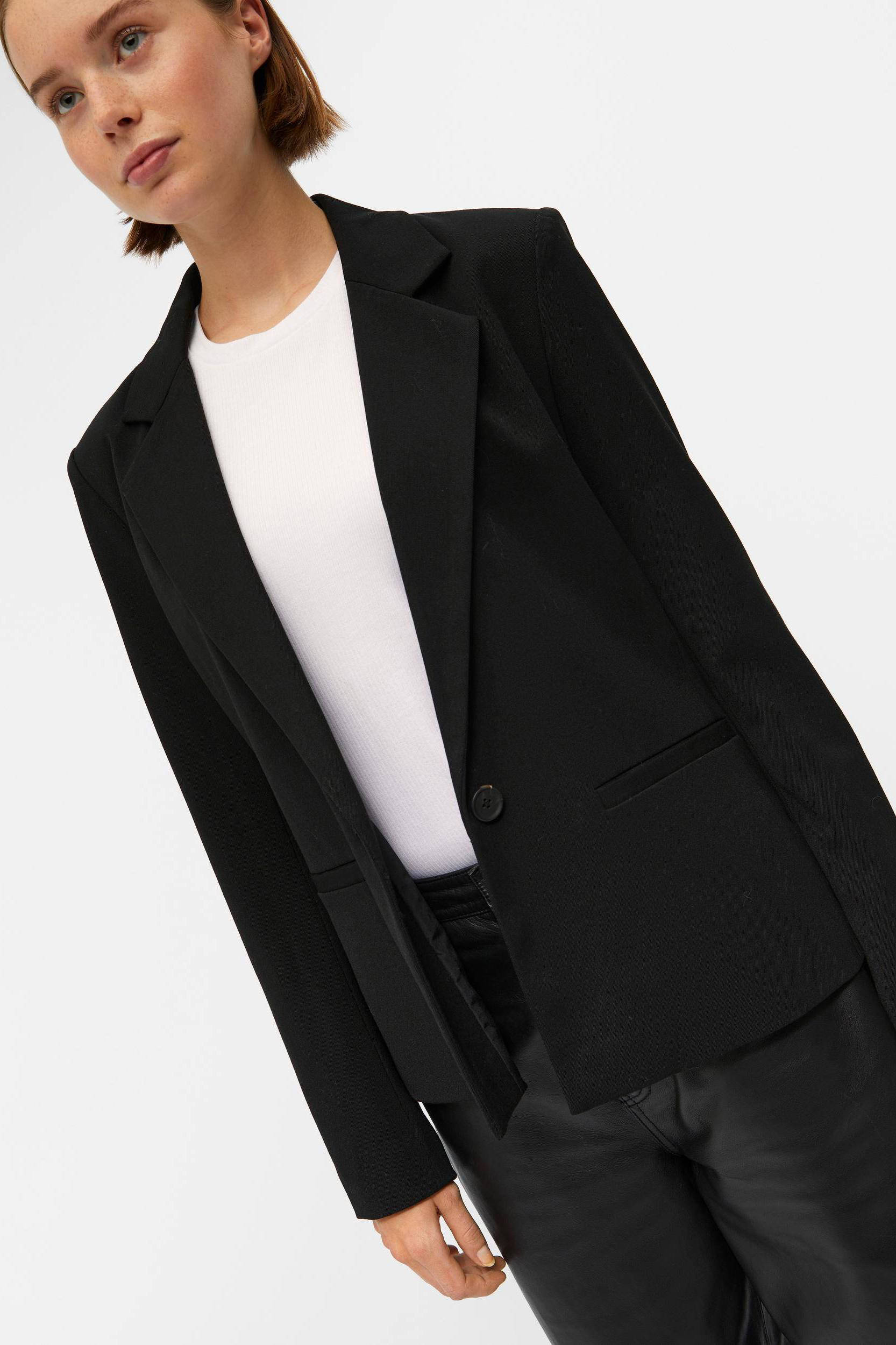 OBJECT rechtvallende blazer OBJLISA van polyester zwart