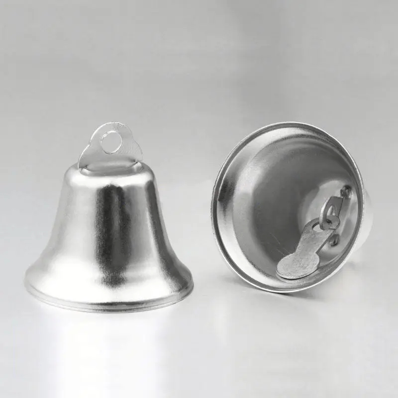 (6er Set) 3.5cm Mini Metall Glocken Zubehör zum Dekorieren / Bastel / Nähen - Silber