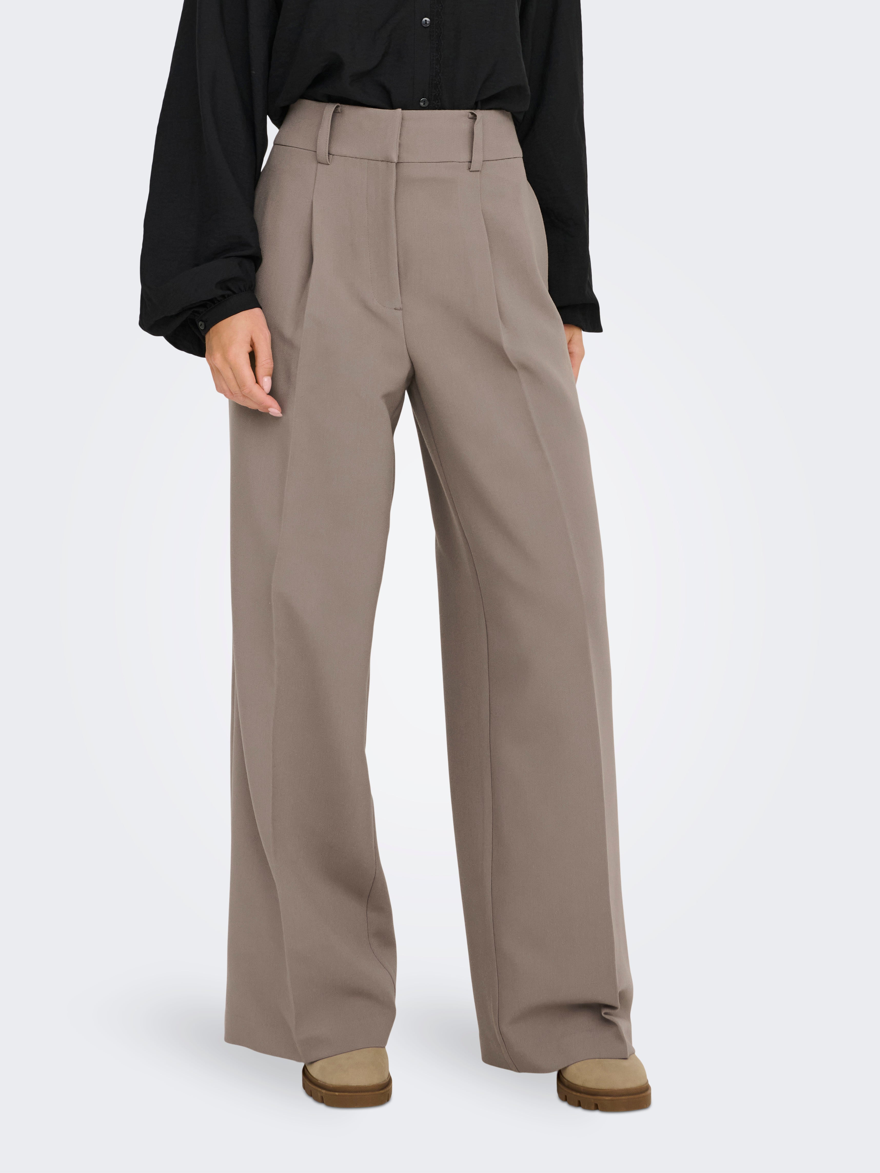 JDYCILLE Hohe Taille Gerade geschnitten Hose Driftwood
