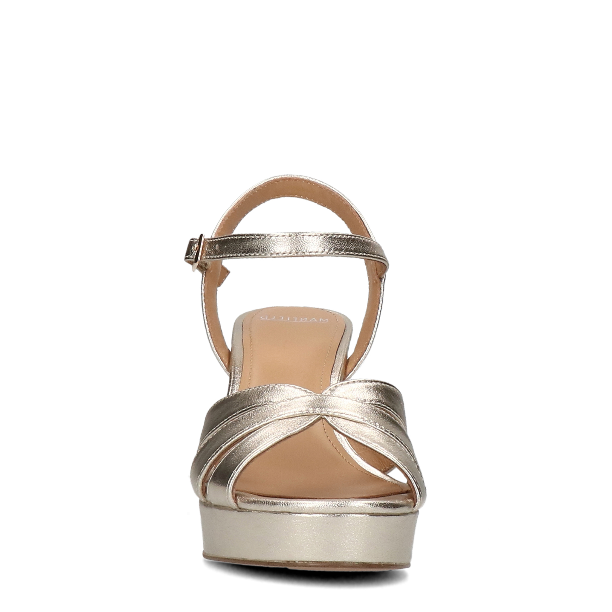 Gouden leren sandalen met hak