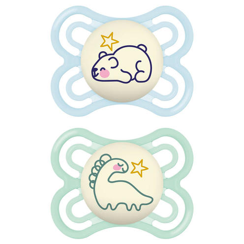 Lot de 2 sucettes Perfect 2-6 mois Planet Love Night - Coloris aléatoire - MAM