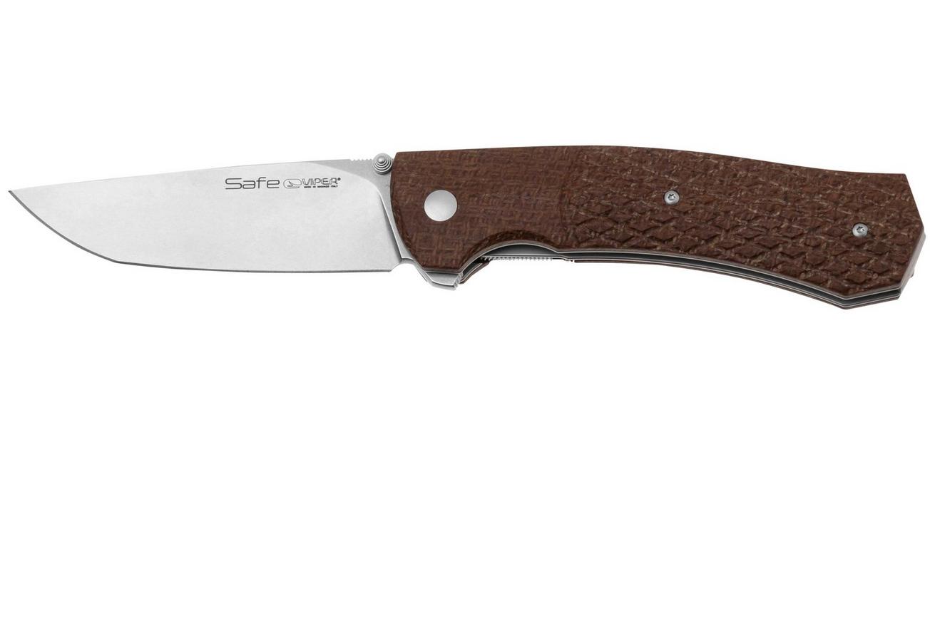 Viper Safe V6016IM3D Böhler M390, Brown Burlap Micarta zakmes, Fabrizio Silvestrelli design