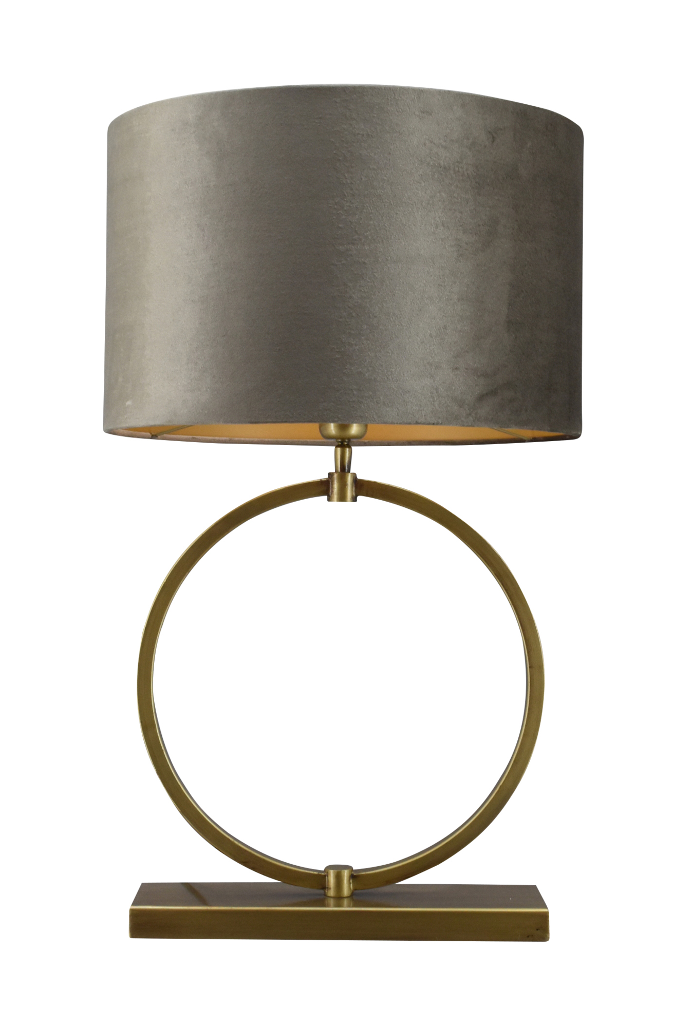 Tafellamp Devon medium bronze + kap Cilinder 40x40x25cm Fendi velours earth ( gouden binnenkant )
