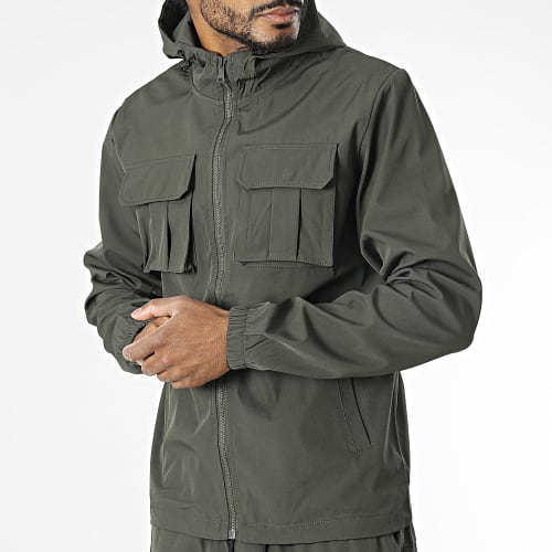 Ensemble Veste Zippée Et Pantalon Cargo Vert Kaki