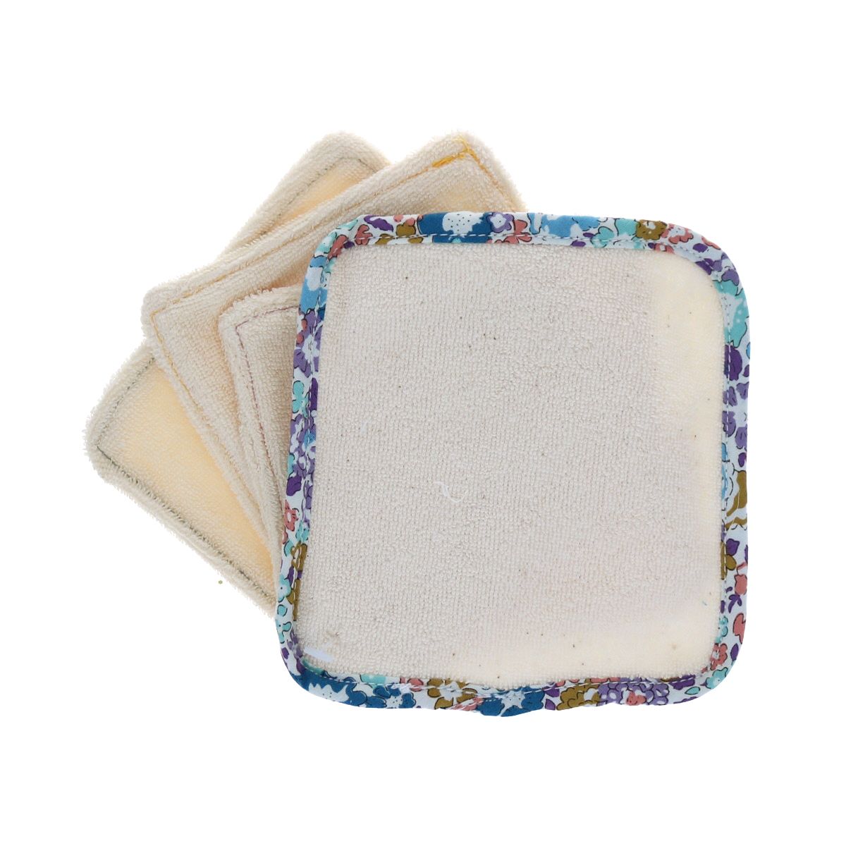 Lot de 4 lingettes lavables en éponge - Pivoine pétrole Jolie saison